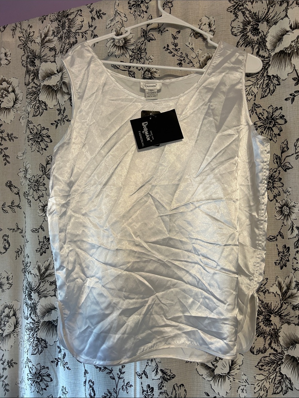 White Satin Scoop Neck Camisole